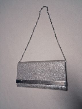 Aldo Silver Glitter Chain Strap Clutch
